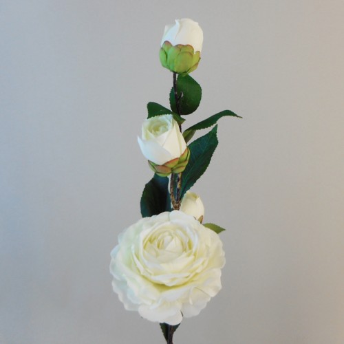 Button Roses Stem Cream 40cm Artificial Flowers